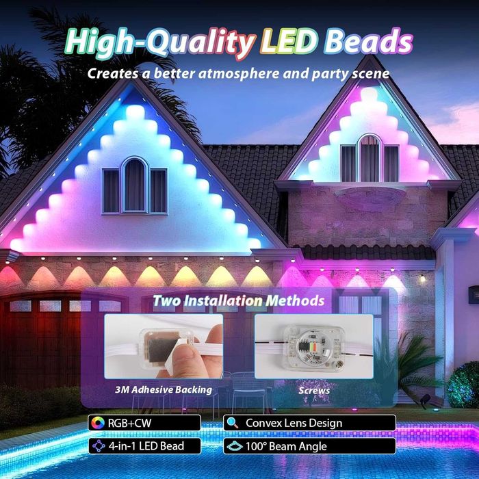 Instalatie permanenta 15 metri de Lumini LED Smart Exterior RGB