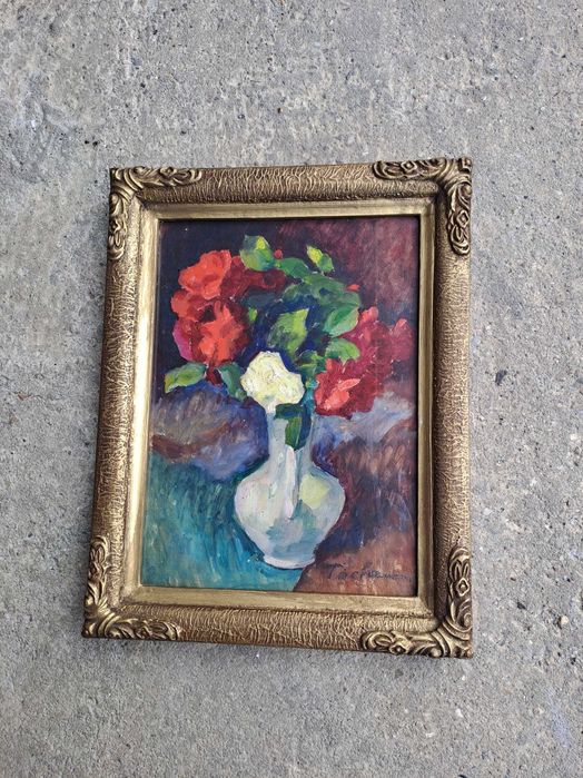 tablou pictura veche romaneasca 31/40 cm semnat