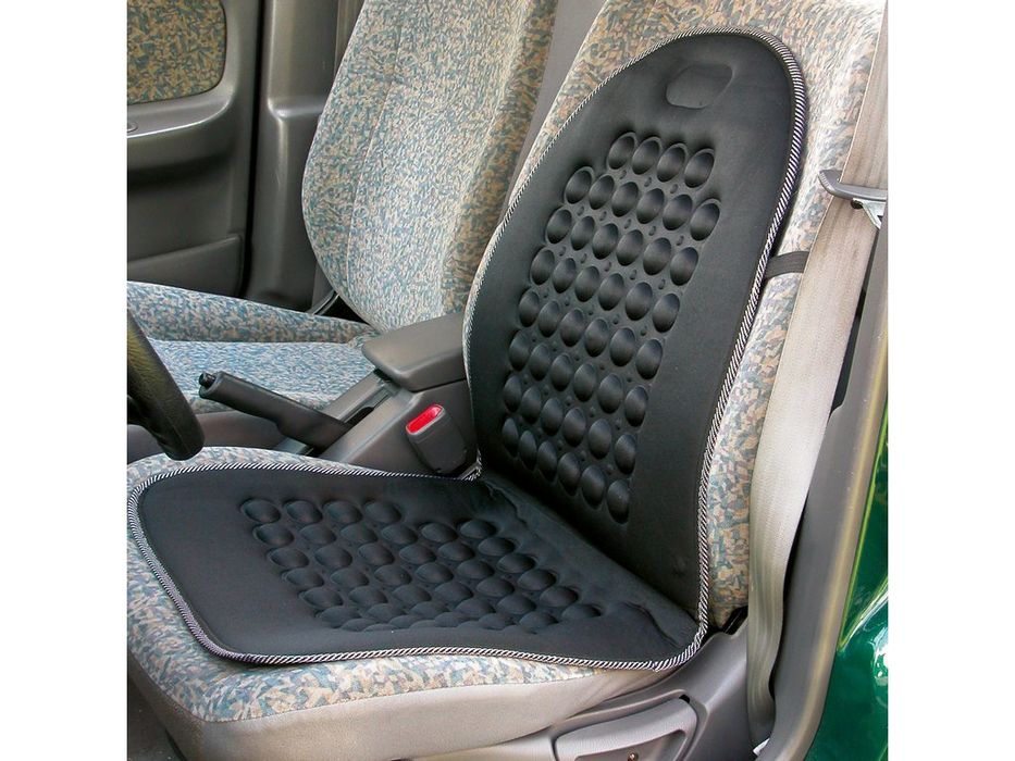 Husa scaun auto Carpoint cu masaj magnetic, neagra, pentru scaune fata, suport pentru spate si efect de ventilare, 1 buc