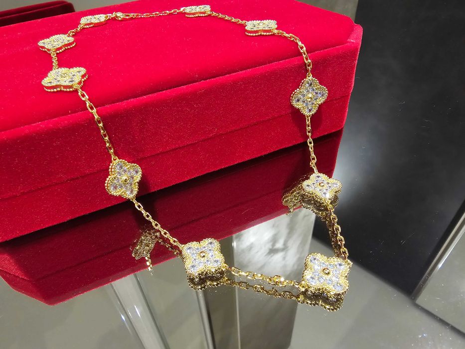 Van Cleef & Arpels VCA Gold Diamond 10 Motifs Alhambra Дамско Колие