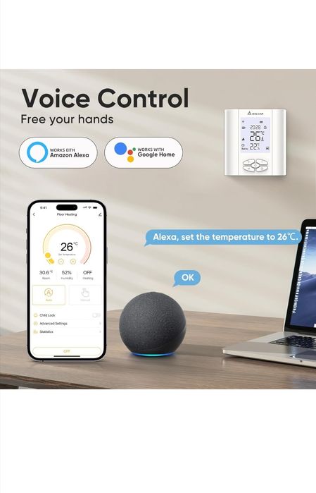 Termostat WiFi centrala, încălzire pardoseala, tuya, Smart Life
