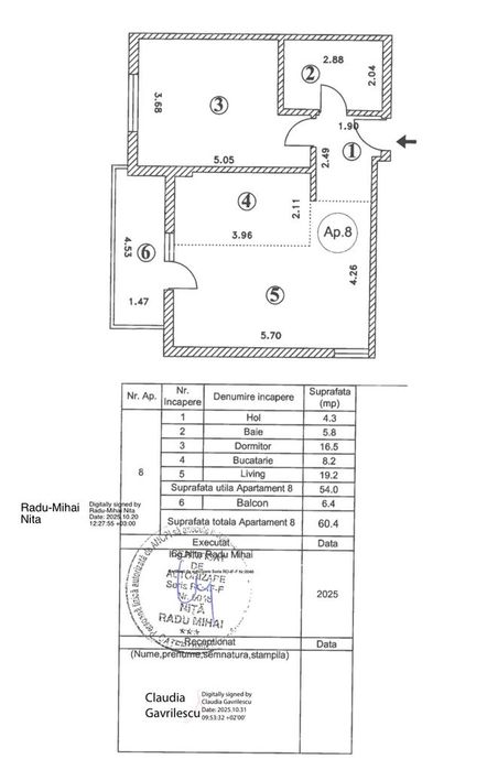 Apartament 2 camere 60,4 mp |  Finisaje la alegere  | Bloc nou