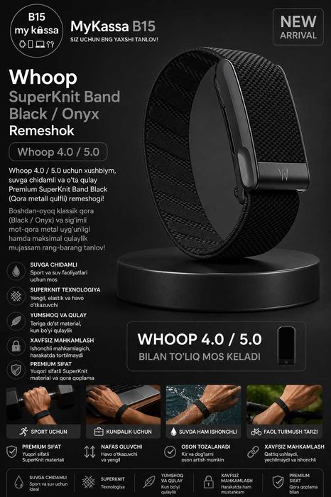 Whoop SuperKnit Band Black / Onyx Remeshok / Dastavka / New