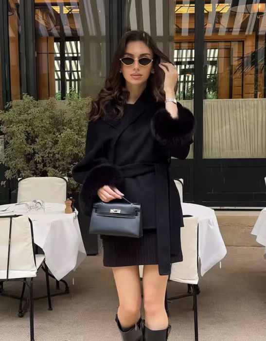 Черно палто алпака и лисица