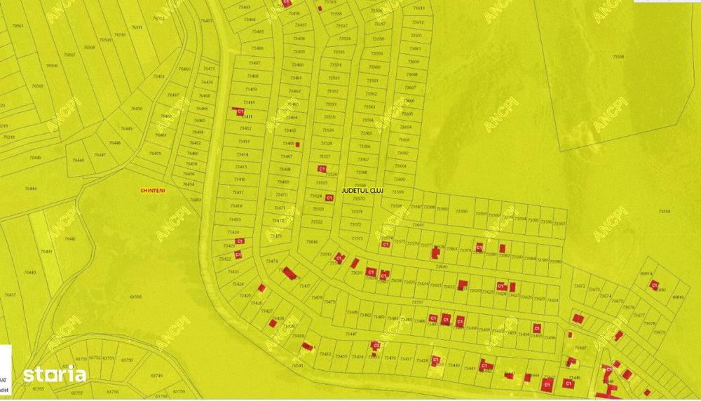 Chinteni, teren 751 mp, Certificat Urbanism, front 22.6 m, zona in dez