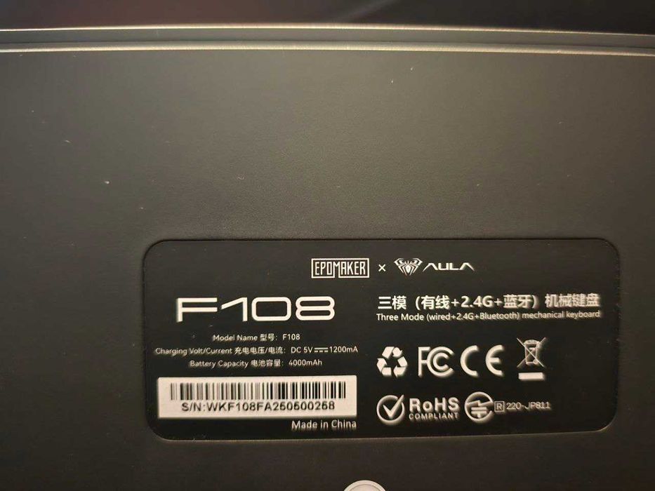 EPOMAKER AULA F108 - Tri-Mode RGB HotSwap 5L GreywoodV3 4000mAh