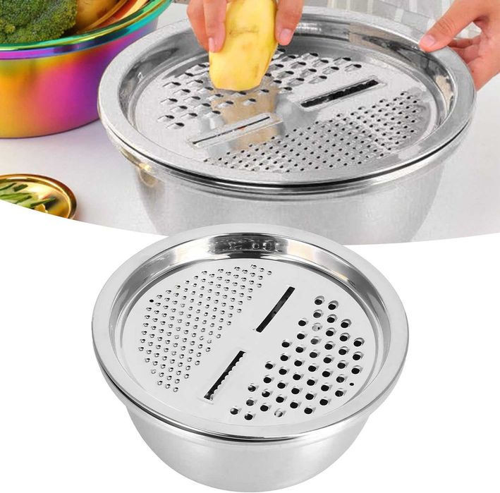 Неръждаема купа с ренде и гевгир 3в1