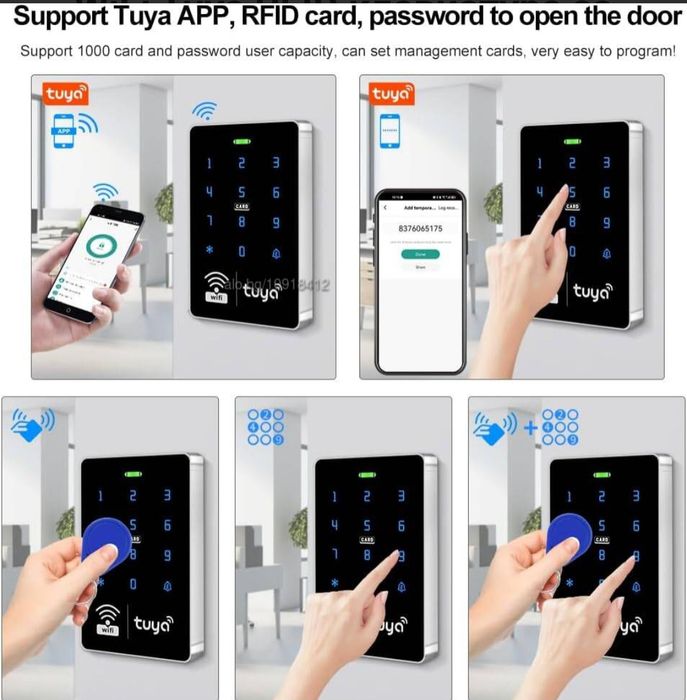 Tuya WiFi RFID сензорна клавиатура за контрол на достъпа двучестотна