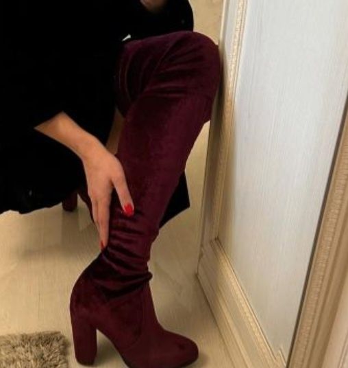 Сапожки -чулки,бордовые