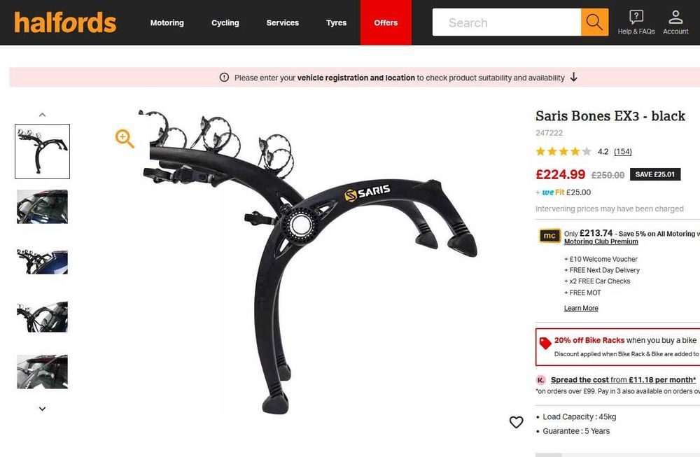 SARIS BONES 3 стойка багажник за велосипеди за автомобил