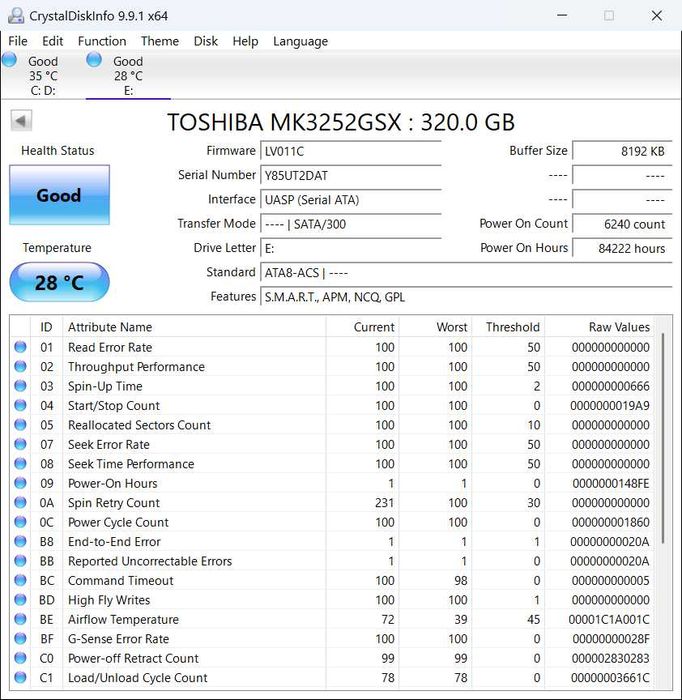 Hdd laptop 320 gb Toshiba