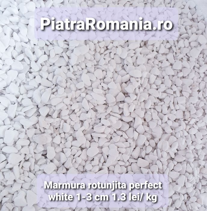 Pietricele rotunjite marmura thasos piatra decorativa amenajari gradin