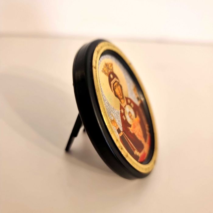 Icoana mica rotunda crestin ortodoxa Fecioara Maria si Pruncul Iisus