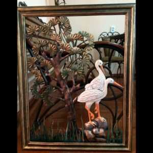 Художественная кованая картина "Аист"