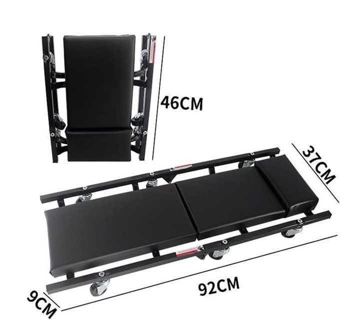 Сервизна Лежанка Работна Лежанка за Сервиз с Колелца кожена черна