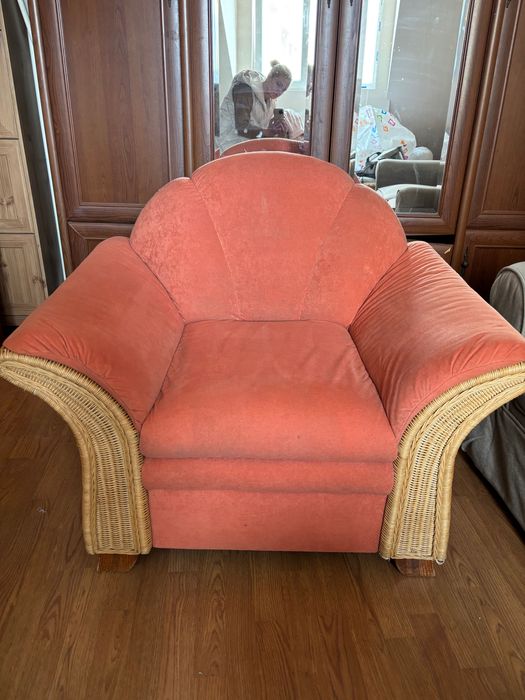 Ретро кресло/фотьойл с естествен ратан