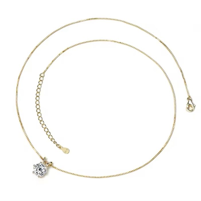 Сребърно колие с позлата и мойсанити, диаманти