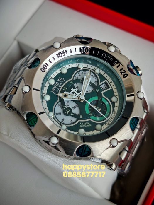 INVICTA Venom Reserve Silver green dial 54 mm, Инвикта нов часовник