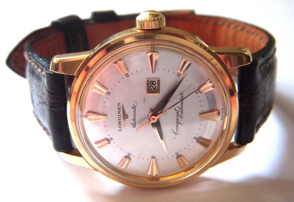 Ceas aur 18K automatic LONGINES Conquest Calendar calibrul 19 ASD