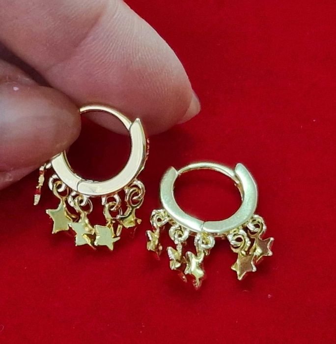 GP95,cercei placati aur 14k,incuietoare sigura,stelute flexibile