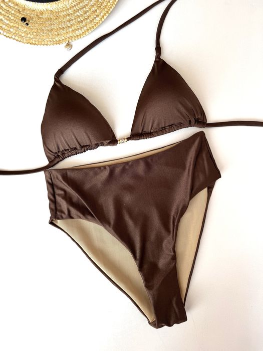 Бански дамски в кафяво синьо сиво