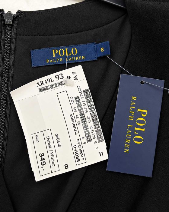 Salopetă Polo Ralph Lauren damă, neagră, din viscoză, croială elegantă cu decolteu petrecut, mărimea M