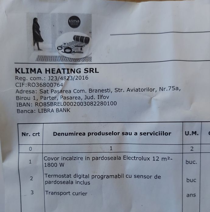 Covor încălzire în pardoseala Electrolux