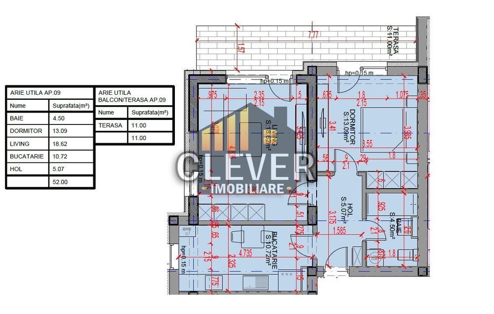 2 camere Pallady,  63 mp | Terasă 11 mp | Bucătărie separată