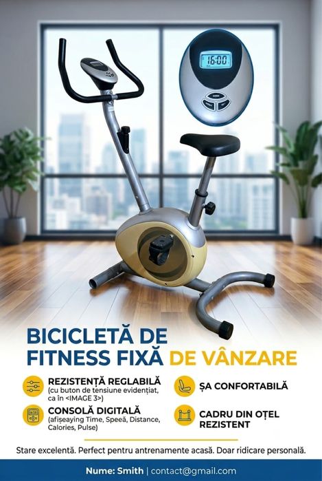 Bicicletă  fitness de vânzare – Complet funcțională