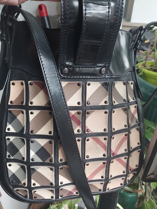 BURBERRY Original 100% Кожа Страхотна  през рамо чанта