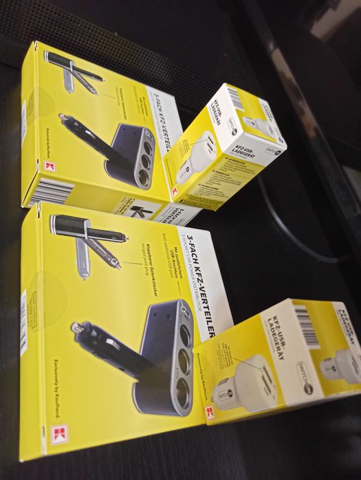 SET (nou sigilat) încărcător auto splitter (distribuitor) TRIPLU bricheta + incarcator auto telefon sau tableta usb DUBLU