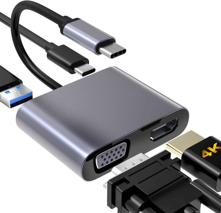 Adaptor Hub USB-C la HDMI / 4k VGA / USB 3.0 / USB-C PD Charging 87W