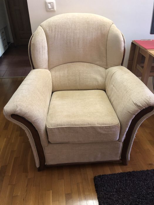 Vand Set canapea extensibila 3 locuri si 2 fotolii  stofa