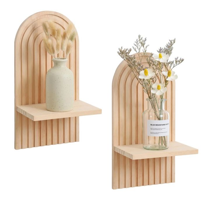 2 стенни рафта Boho Rainbow, изработени от дърво