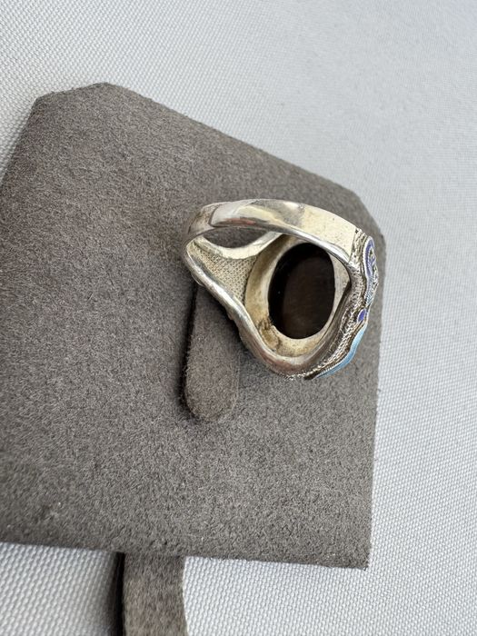 Inel din argint, email si ochi de tigru