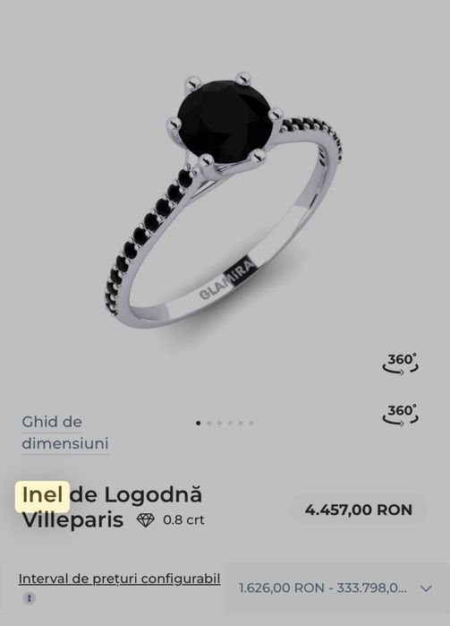 Inel Glamira, masura 50, din aur alb si diamante negre