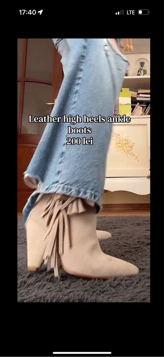 Botine cu toc si franjuri