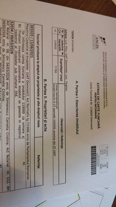 Teren Intravilan Domnesti Ilfov 7700mp