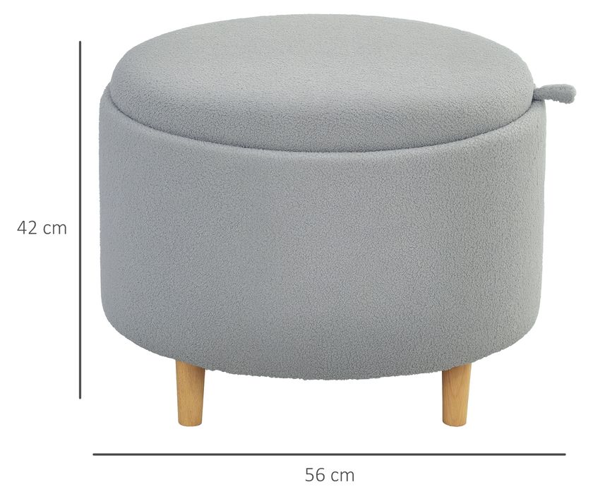 Тапицирана табуретка HOMCOM, плюшено полар, скрито място за съхранение