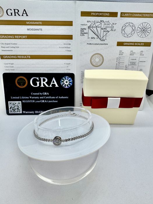 Сребърна гривна с мойсанит (Диамант) 0.5 карата