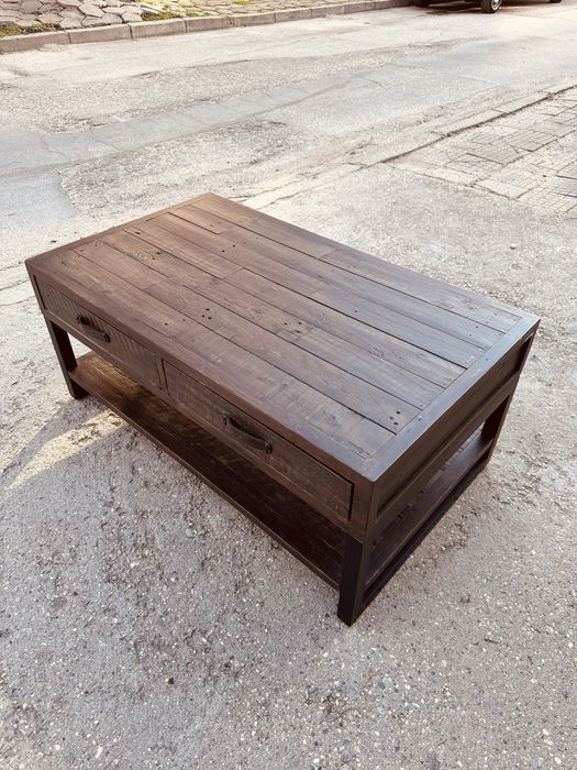 Холна маса масив RECLAIMED + метал – индустриален стил