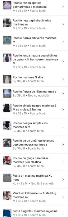 Lot 32 haine rochii de vara  xs s m L fuste, salopete