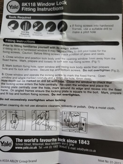 Sigurante de geam YALE alb PVC, pachet de 4