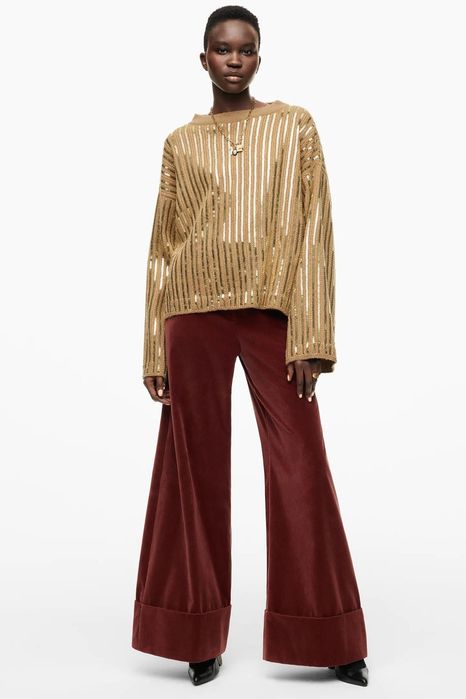 Pantaloni palazzo din catifea Zara Studio