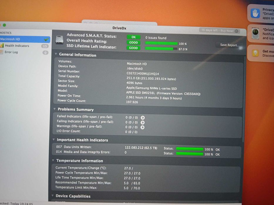 Laptop Apple Macbook Pro Late 2017 15inch A1707, i7-7700HQ 2.8GHz, 16GB RAM LPDDR3, SSD 256Gb