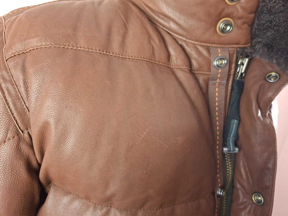Parajumpers Goat Leather Down Jacket Size L Кожено Пухено Яке Мъжко