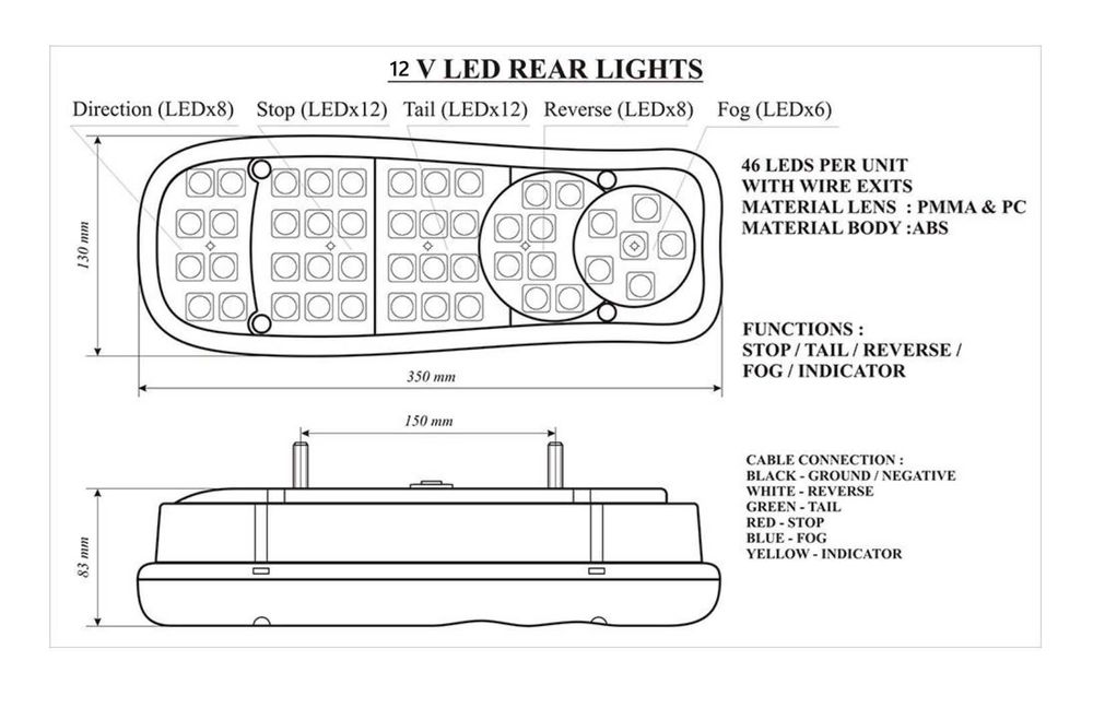 Стопове ЛЕД 12 Волта за камион, микробус или ремарке