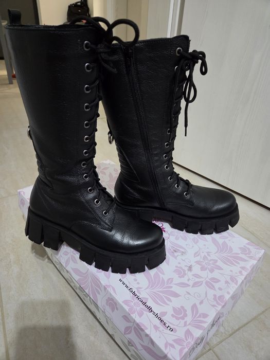 Cizme piele bizonata