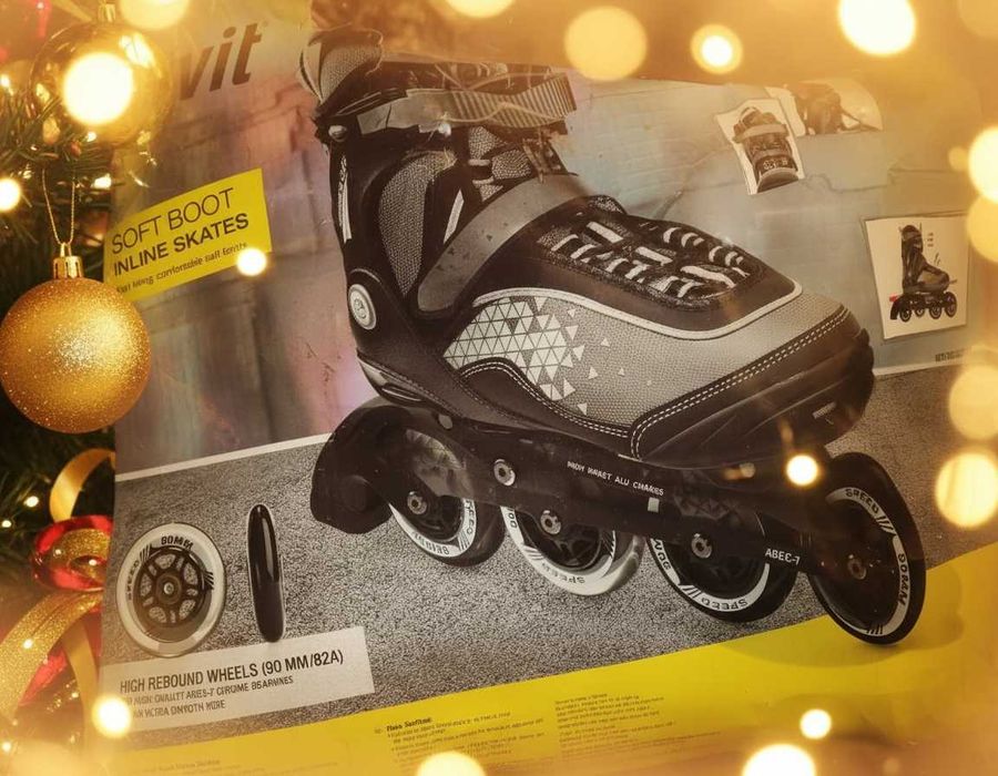 Role in-line cu 4 roti, noi, negre, marimea 45