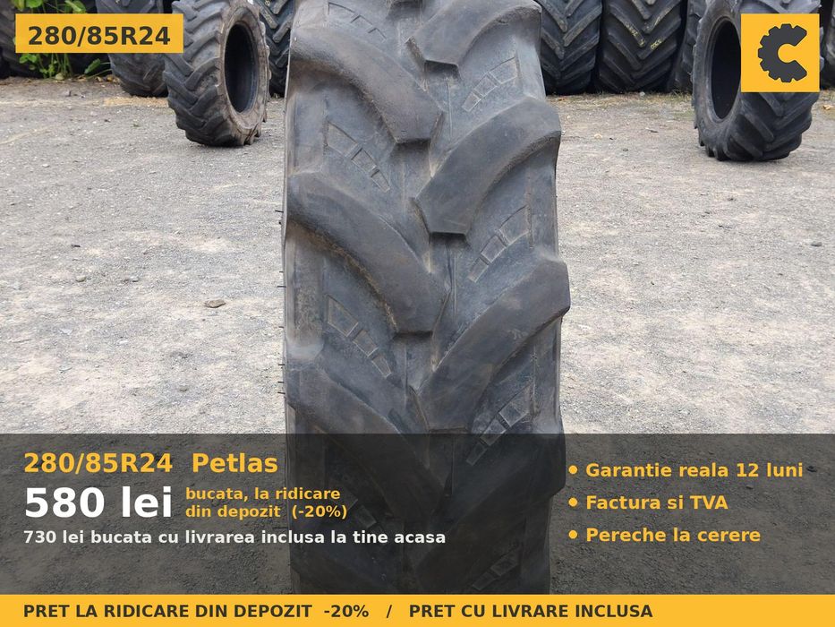 Cauciucuri Anvelope 280/85R24 280/85 R24 280/85-24 11.2R24 2808524 Petlas Prasitoare Tractor Roti Inguste Utilaje Agricole SH Second Hand SECOND HAND